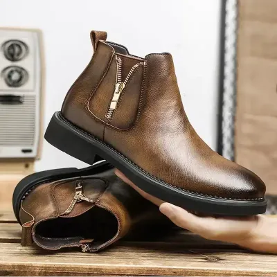 MEN'S BUSINESS FORMAL ZIPPER SHORT BOOTS
